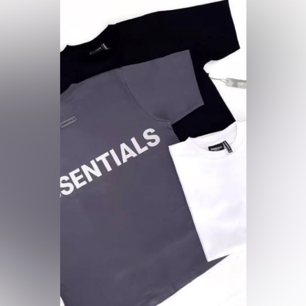 Essentials Fear of God Black Tee with White Text - Picture 2 of 3